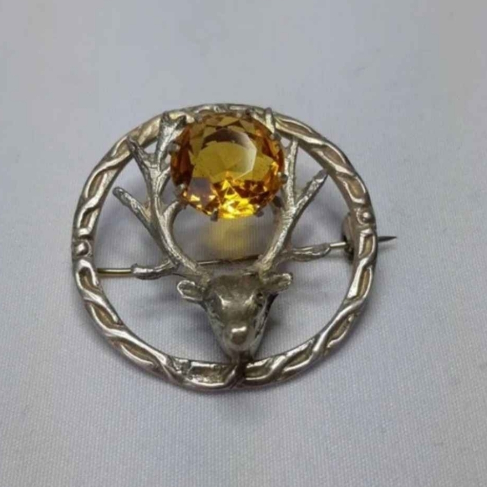 Sterling Silver Celtic Stag Brooch